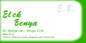 elek benya business card